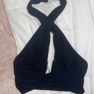 Motel rocks “silta top glitter lurex navy”
